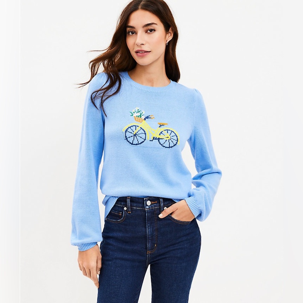 Loft Crewneck Bicycle Sweater 💙💛 Blue & Yellow